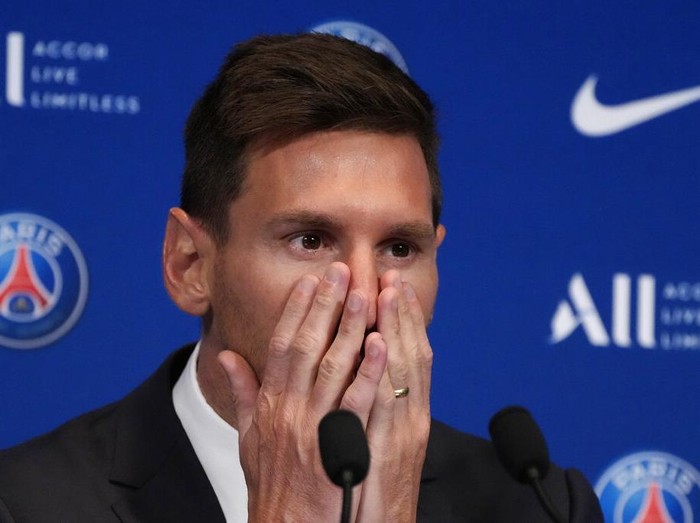 Lionel Messi attends a press conference Wednesday, Aug. 11, 2021 at the Parc des Princes stadium in Paris. Lionel Messi said hes been enjoying his time in Paris 