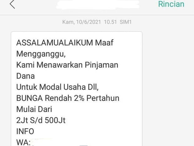 Pinjaman online dengan SMS spam