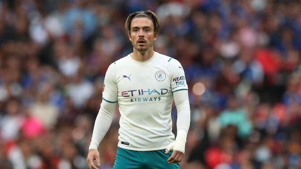 Soccer Football - FA Community Shield - Leicester City v Manchester City - Wembley Stadium, London, Britain - August 7, 2021  Manchester City's Jack Grealish in action Action Images via Reuters/Peter Cziborra