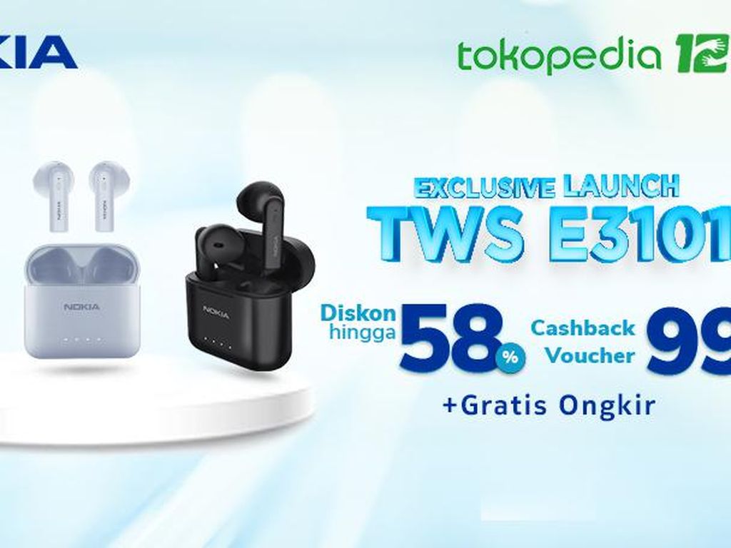 TWS E3101 Meluncur di Tokopedia, Nokia Beri Diskon hingga 58%