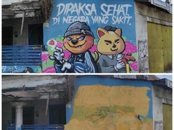 Sebelum dan Sesudah Mural Dipaksa Sehat di Negara yang Sakit Dihapus