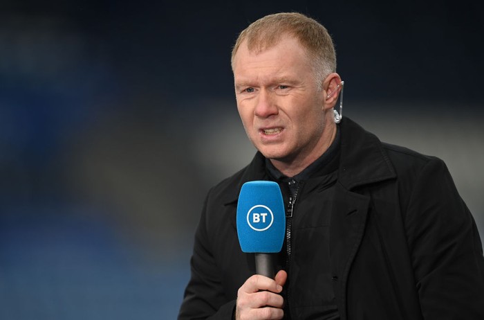 LEICESTER, ENGLAND - DECEMBER 26:BT Sport Pundit, Paul Scholes looks on prior to the Premier League match between Leicester City and Manchester United at The King Power Stadium on December 26, 2020 in Leicester, England. The match will be played without fans, behind closed doors as a Covid-19 precaution. (Photo by Michael Regan/Getty Images)