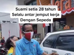 Kisah Viral Suami Setia 28 Tahun Selalu Antar Jemput Kerja Istri Pakai Sepeda
