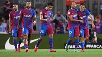 Real Sociedad sempat memperkecil skor menjadi 3-2. Tetapi Sergi Roberto bisa memaksimalkan umpan Braithwaite menjadi gol, sekaligus menutup laga dengan kemenangan 4-2 atas Sociedad. Alex Caparros/Getty Images.
