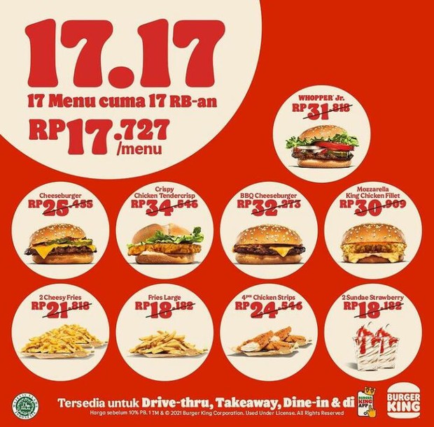 Promo Burger King cuma 17rb-an