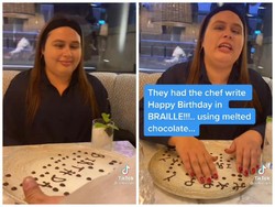 Haru! Wanita Tunanetra Ini Dapat Cokelat Ultah Bentuk Huruf Braille