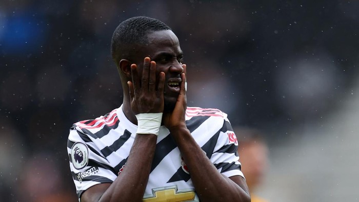WOLVERHAMPTON, ENGLAND - MAY 23: Eric Bailly of Manchester United during the Premier League match between Wolverhampton Wanderers and Manchester United at Molineux on May 23, 2021 in Wolverhampton, England. A limited number of fans will be allowed into Premier League stadiums as Coronavirus restrictions begin to ease in the UK following the COVID-19 pandemic. (Photo by Catherine Ivill/Getty Images)
