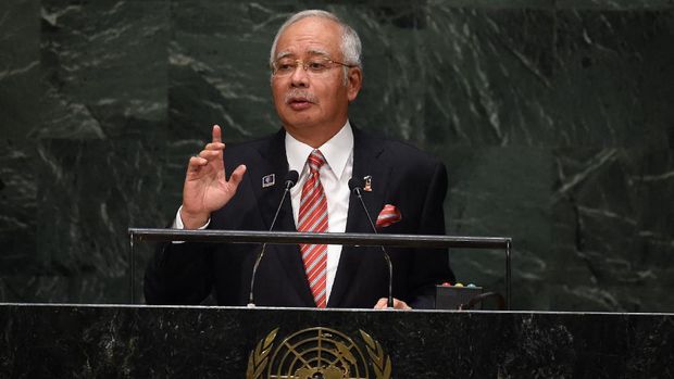 Mohammad Najib Abdul Razak Dato Sri Mohd Najib bin Tun Haji Abdul Razak, Prime Minister of Malaysia speaks during the 69th Session of the UN General Assembly September 26, 2014 in New York. AFP PHOTO / Timothy A. CLARY (Photo by TIMOTHY A. CLARY / AFP)