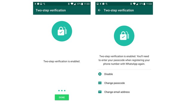 Two step verification whatsapp
