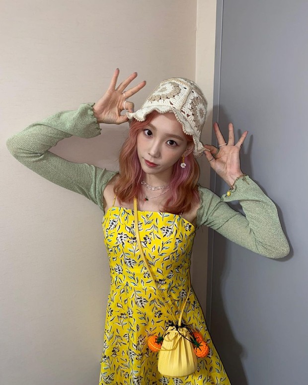 Knit Garden Hat/instagram.com/taeyeon_ss Taeyeon 'SNSD' menambahkan Knit Garden Hat untuk OOTD fashion-nya agar memaksimalkan penampilannya.