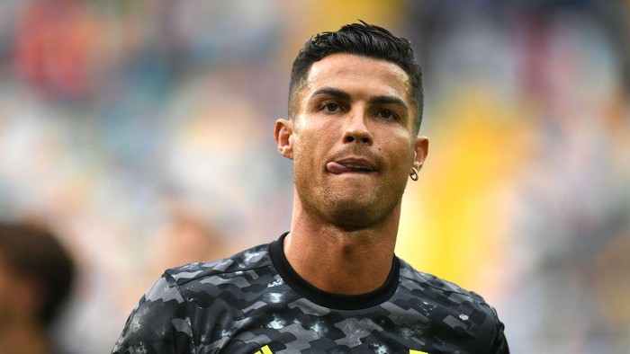 UDINE, ITALY - AUGUST 22: Cristiano Ronaldo of Juventus looks on during the Serie A match between Udinese Calcio v Juventus at Dacia Arena on August 22, 2021 in Udine, Italy. (Photo by Alessandro Sabattini/Getty Images)