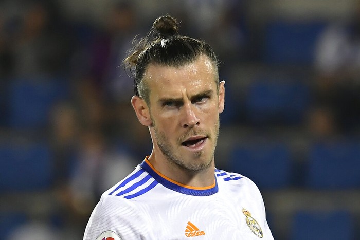 Gareth Bale Real Madrid's Gareth Bale reacts during a Spanish La Liga soccer match between Alaves and Real Madrid at the Mendizorroza stadium in Vitoria, Spain, Saturday, Aug. 14, 2021. (AP Photo/Alvaro Barrientos)