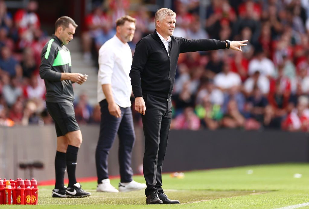 SOUTHAMPTON, ENGLAND - AUGUST 22: Ole Gunnar Solskjaer, Manager of Manchester United acknowledges the fans after the Premier League match between Southampton and Manchester United at St Mary's Stadium on August 22, 2021 in Southampton, England. (Photo by Ryan Pierse/Getty Images)