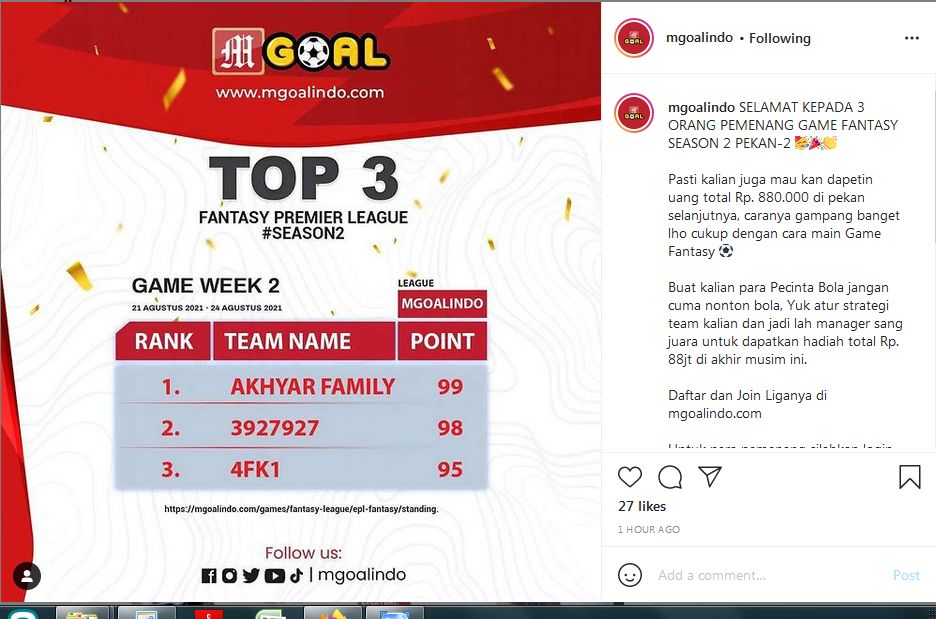 EPL Fantasy League Season 2