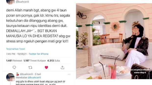 Kasus viral Dhea Regista yang menipu pacarnya.
