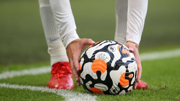 BRIGHTON, ENGLAND - AUGUST 21: Premier League Nike Flight match ball is placed for a corner kick during the Premier League match between Brighton & Hove Albion and Watford at American Express Community Stadium on August 21, 2021 in Brighton, England. (Photo by Steve Bardens/Getty Images)