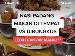 Netizen Ini Buktikan Nasi Padang yang Dibungkus Porsinya Lebih Banyak