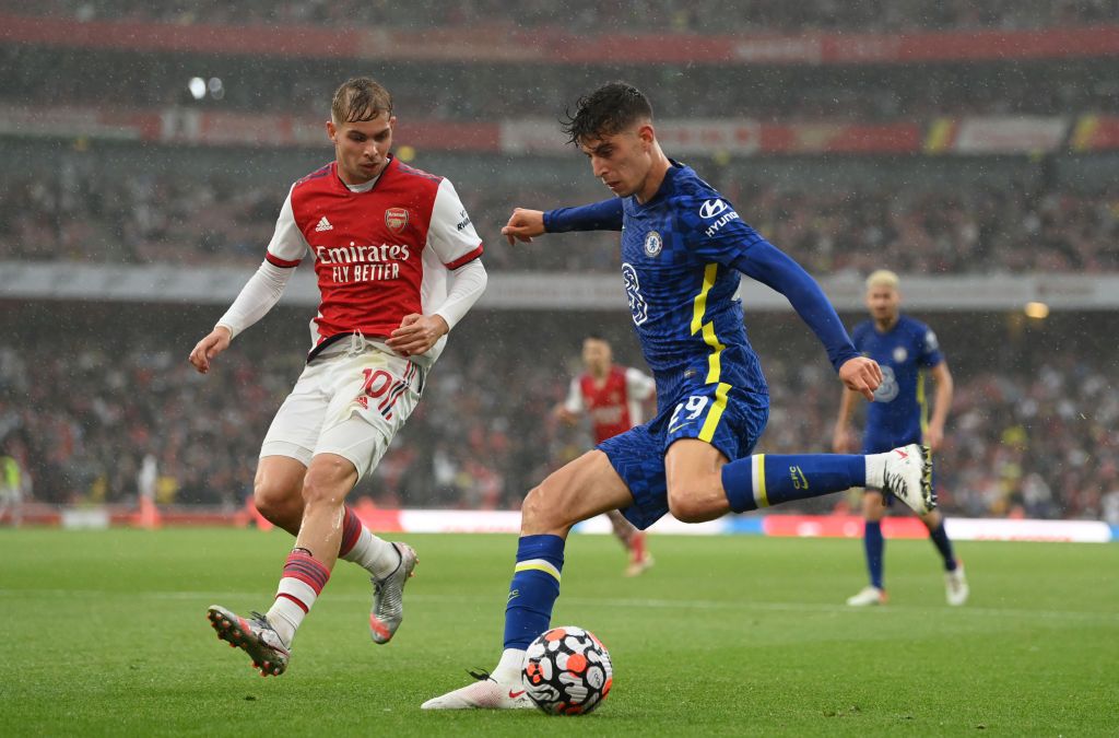LONDON, ENGLAND - AUGUST 22: Kai Havertz of Chelsea reacts during the Premier League match between Arsenal and Chelsea at Emirates Stadium on August 22, 2021 in London, England. (Photo by Shaun Botterill/Getty Images)