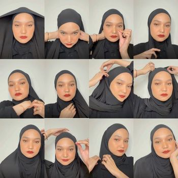 Tutorial hijab untuk wajah bulat.