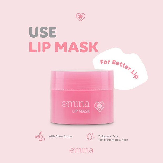 Lip Mask /Foto: Instagram/Emina Cosmetics Gunakan lip mask untuk rangkaian perawatannya