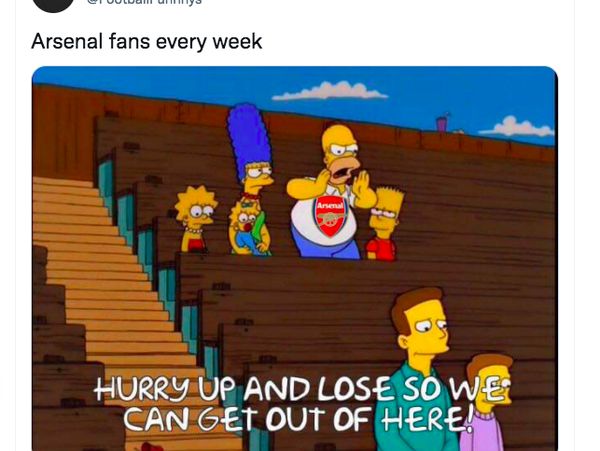 Meme Kocak Arsenal Menggelepar di Dasar Klasemen