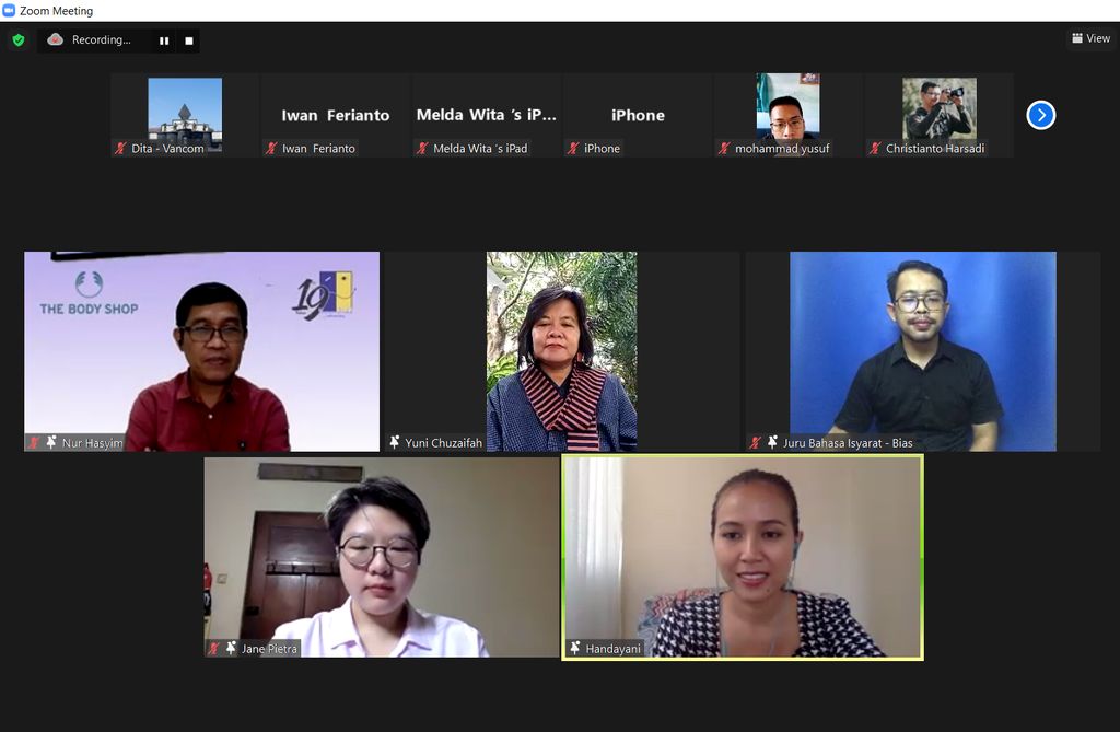 Webinar Edukasi The Body Shop Indonesia dan Yayasan Pulih