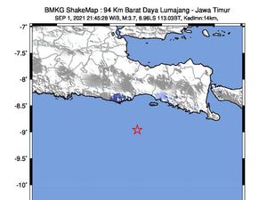 Gempa M 3.7 Guncang Lumajang, Tidak Berpotensi Tsunami