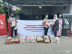 HKI Salurkan 600 Paket Sembako di Sekitar Proyek Tol Trans Sumatera