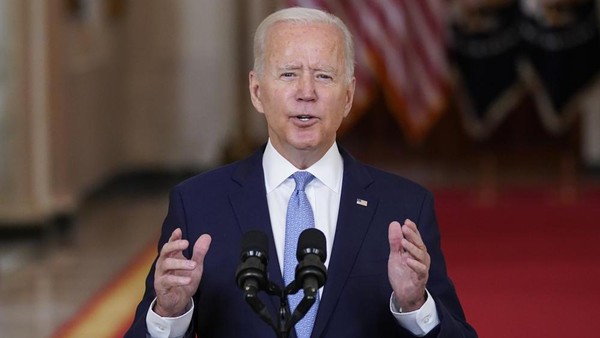 President Joe Biden speaks about the end of the war in Afghanistan from the State Dining Room of the White House, Tuesday, Aug. 31, 2021, in Washington. (AP Photo/Evan Vucci)