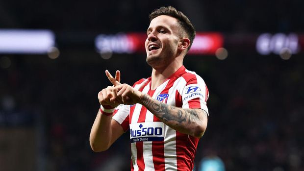 Saul Niguez MADRID, SPAIN - DECEMBER 14: Saul Niguez of Atletico Madrid celebrates scoring his sides second goal during the Liga match between Club Atletico de Madrid and CA Osasuna at Wanda Metropolitano on December 14, 2019 in Madrid, Spain. (Photo by Denis Doyle/Getty Images)