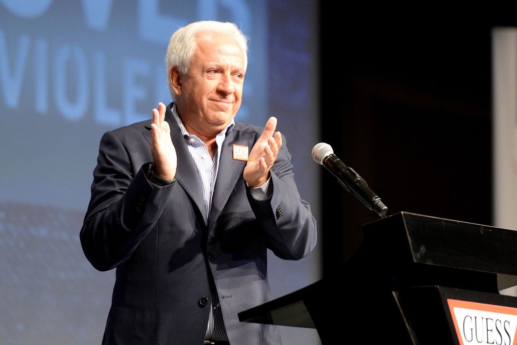 LOS ANGELES, CA - APRIL 23:  Co-founder of Guess? Inc. Paul Marciano speaks onstage at the GUESS and Peace Over Violence celebration of the 15th anniversary of Denim Day at GUESS? Inc. Headquarters on April 23, 2014 in Los Angeles, California.  (Photo by Jason Merritt/Getty Images for GUESS?)