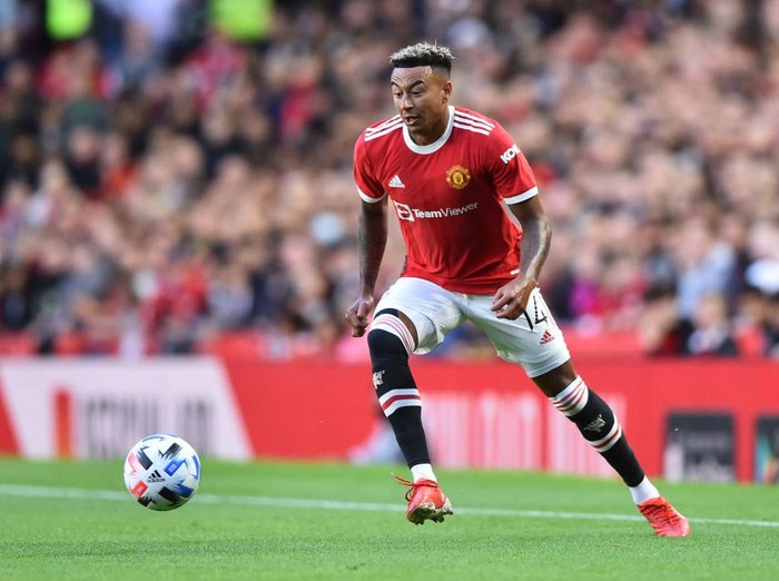 MANCHESTER, ENGLAND - JULY 28: Jesse Lingard
of Manchester United runs with the ball during the pre-season friendly match between Manchester United and Brentford at Old Trafford on July 28, 2021 in Manchester, England. (Photo by Nathan Stirk/Getty Images)
