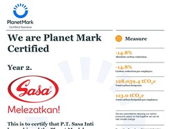 Tekan Emisi Karbon 14,8%, Sasa Inti Raih Sertifikasi The Planet Mark