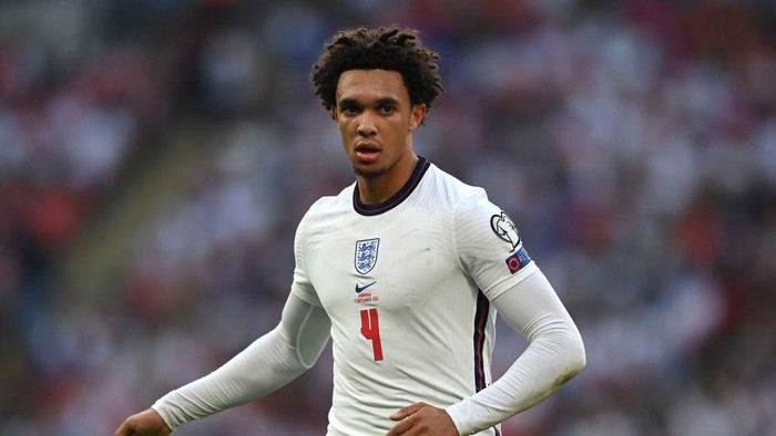 LONDON, ENGLAND - SEPTEMBER 05:  Trent Alexander-Arnold of England during the 2022 FIFA World Cup Qualifier match between England and Andorra at Wembley Stadium on September 05, 2021 in London, England. (Photo by Shaun Botterill/Getty Images)