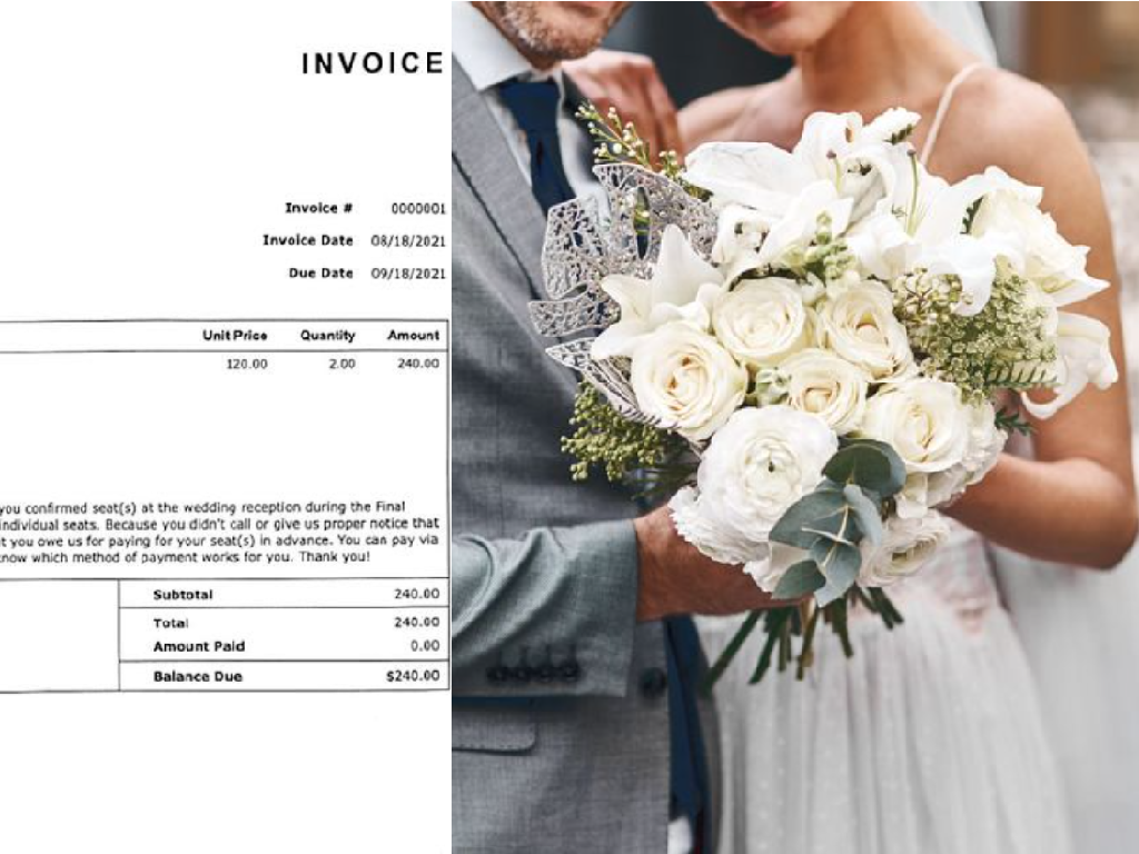 Ngaco! Pengantin Ini Tagih Rp 3,4 Juta pada Tamu yang Batal Hadir di Pesta Mereka Ngaco! Pengantin Ini Tagih Rp 3,4 Juta pada Tamu yang Batal Hadir di Pesta Mereka