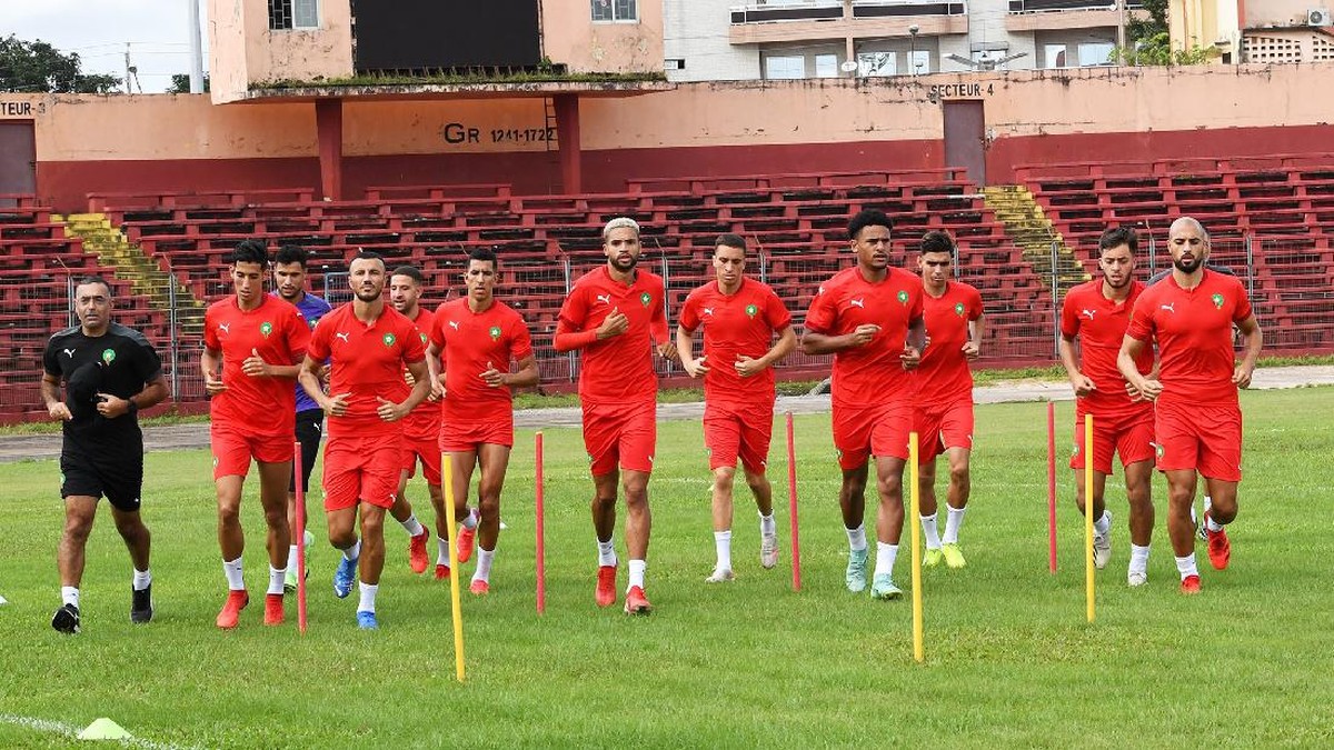 Timnas Maroko saat berlatih jelang melawan Guinea, yang akhirnya ditunda. Foto: Dok. Timnas Maroko