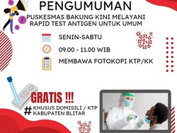 Kabupaten Blitar Level 3, 24 Puskesmas Gratiskan Swab Antigen