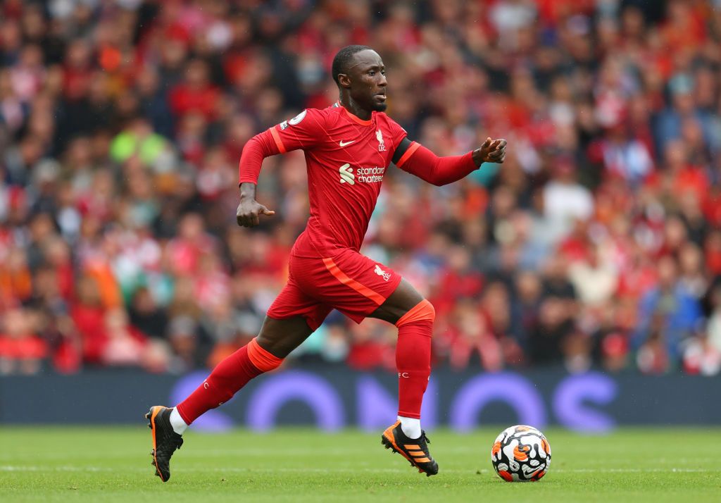 LIVERPOOL, ENGLAND - AUGUST 21: Naby Keita of Liverpool during the Premier League match between Liverpool  and  Burnley at Anfield on August 21, 2021 in Liverpool, England. (Photo by Catherine Ivill/Getty Images)
