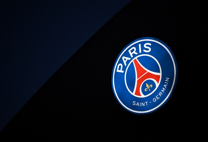 A photograph taken on November 23, 2020 shows a logo of Paris Saint-Germain at the Parc des Princes stadium in Paris, on the eve of the UEFA Champions League Group H football match between Paris Saint-Germain and RB Leipzig. (Photo by FRANCK FIFE / AFP)