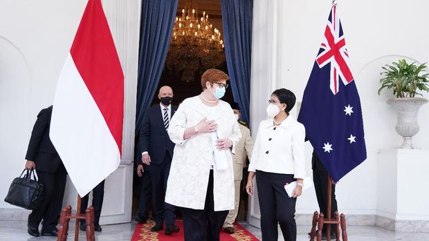 Menlu RI, Retno Marsudi, dan Menlu Australia, Marise Payne Menlu RI, Retno Marsudi, dan Menlu Australia, Marise Payne saat menggelar 2+2 meeting di Jakarta