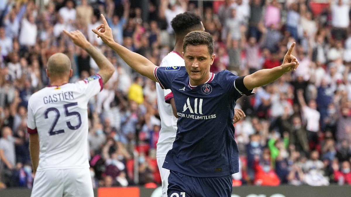 PSG vs Clermont tuntas dengan skor 4-0 untuk kemenangan Ander Herrera cs. (Foto: AP/Michel Euler)