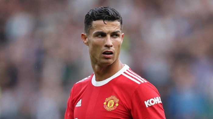 MANCHESTER, ENGLAND - SEPTEMBER 11: Cristiano Ronaldo of Manchester United during the Premier League match between Manchester United and Newcastle United at Old Trafford on September 11, 2021 in Manchester, England. (Photo by Clive Brunskill/Getty Images)