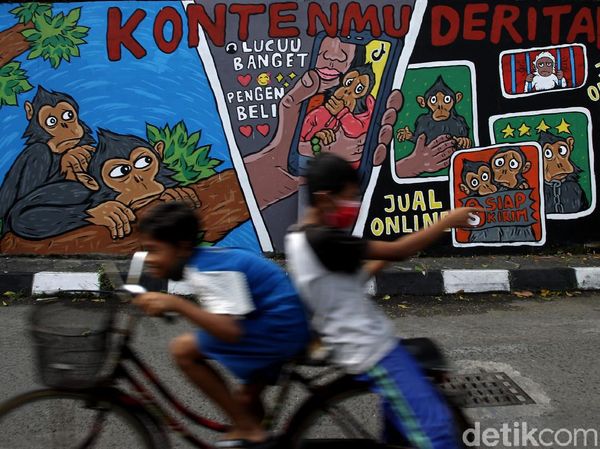 Mural Perdagangan Monyet Mejeng di Yogyakarta