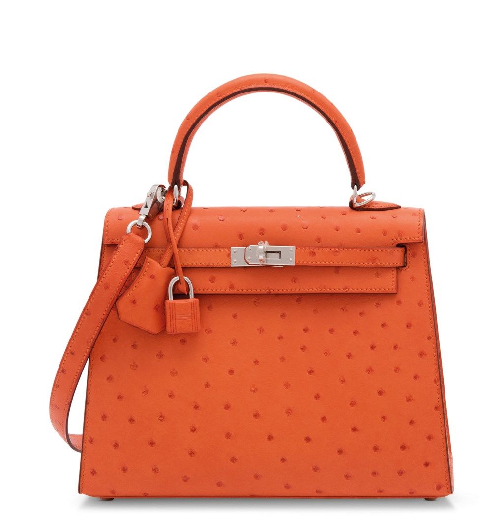 OSTRICH SELLIER KELLY 25 WITH PALLADIUM HARDWARE