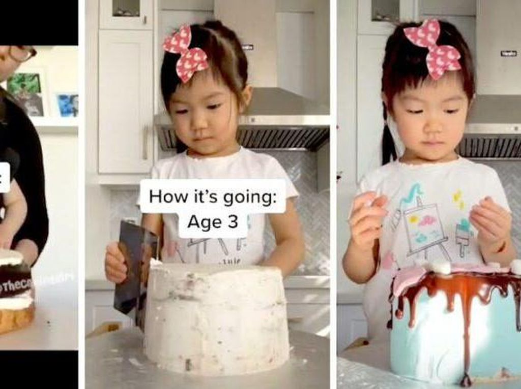 Bocah 3 Tahun Ini Sudah Jago Buat Kue dan Viral di TikTok