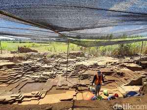 Penampakan Gerbang Istana Paman Hayam Wuruk di Situs Kumitir Mojokerto