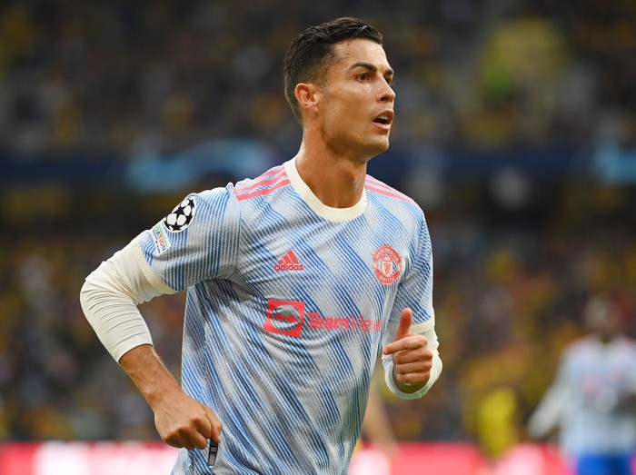 BERN, SWITZERLAND - SEPTEMBER 14: Cristiano Ronaldo of Manchester United reacts during the UEFA Champions League group F match between BSC Young Boys and Manchester United at Stadion Wankdorf on September 14, 2021 in Bern, Switzerland. (Photo by Matthias Hangst/Getty Images)