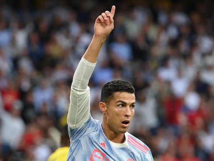 BERN, SWITZERLAND - SEPTEMBER 14: Cristiano Ronaldo of Manchester United celebrates after scoring their sides first goal during the UEFA Champions League group F match between BSC Young Boys and Manchester United at Stadion Wankdorf on September 14, 2021 in Bern, Switzerland. (Photo by Matthias Hangst/Getty Images)