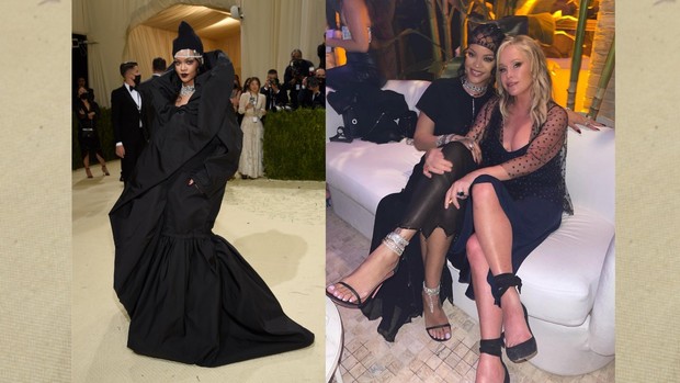 Rihanna Met Gala 2021 red carpet vs after party
