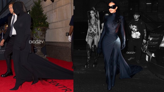 Kim Kardashian Met Gala 2021 red carpet vs after party